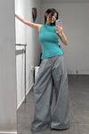 SWAYING/KNIT cotton wide-leg pants SW24SS3B60 gray blue